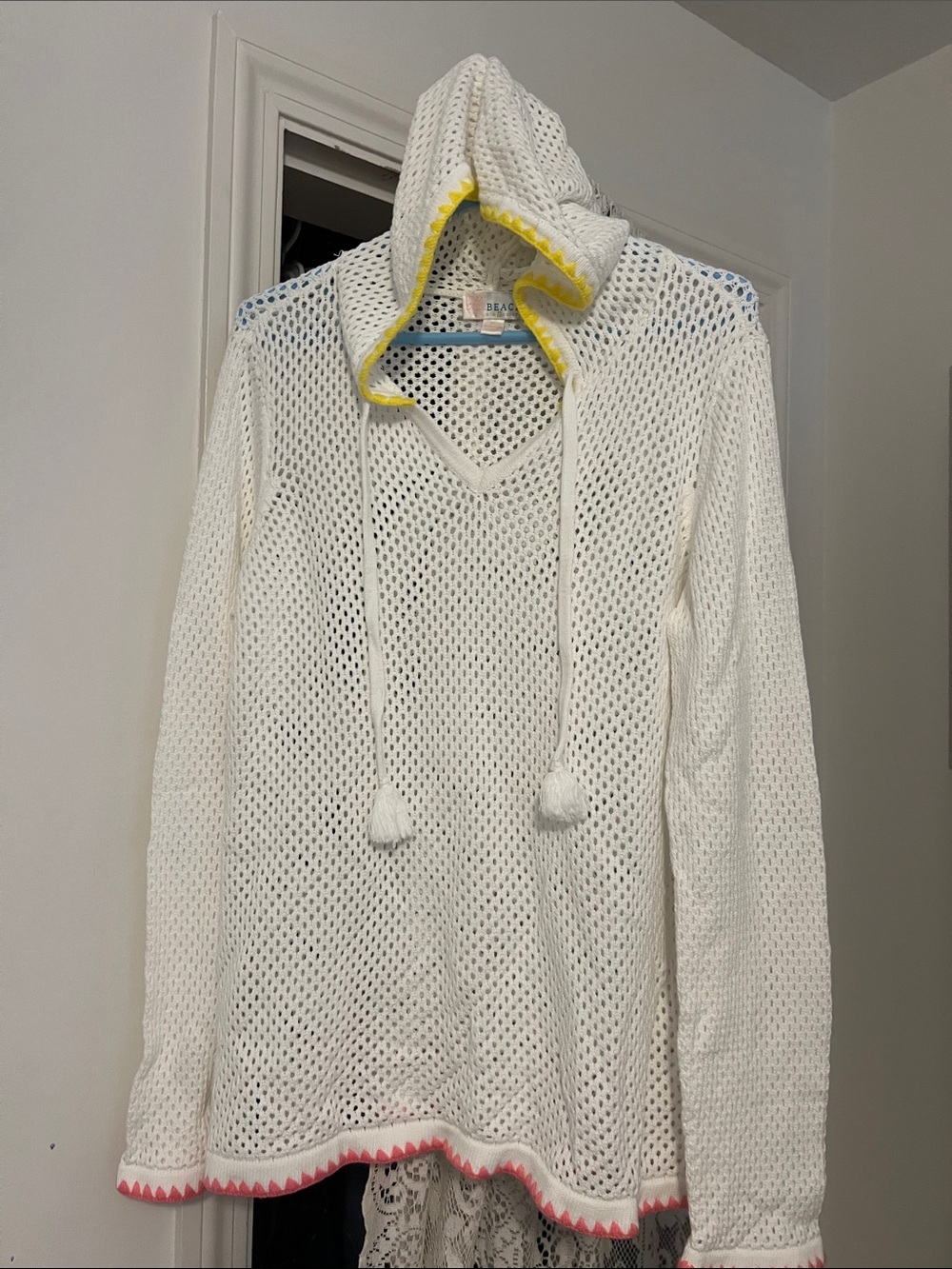 Belle Beach By Kim Gravel Open Stitch Hoodie Womens XL Beachy Coverup Festival
